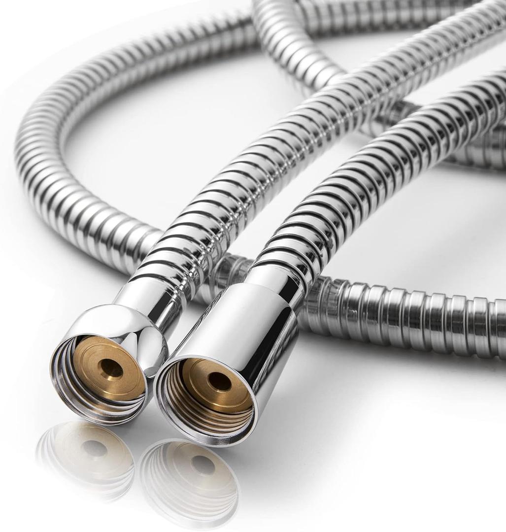 OFFO Shower Hose, 48 Inch Bidet Hose High Pressure Explosion Proof Toilet Hose for Bidet Sprayer Stainless Steel Electroplating Handheld Shower Hose Flex Hoses with Woven Inner Tube, Chrome