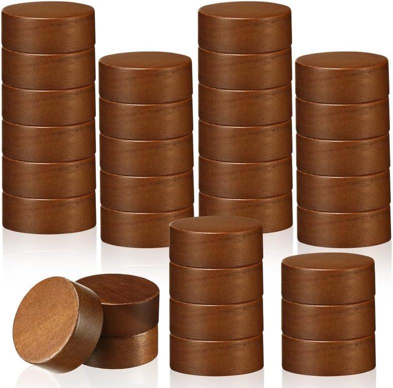 FillTouch 28 Pcs Wooden Lids for 4 oz and 8 oz Square Spice Jars Reusable Can Wooden Airtight Spice Storage Canning Lids for Nice Sealing Kitchen