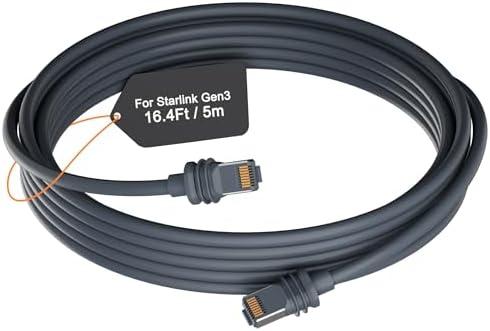 Pack Of 2 FORGING MOUNT Starlink Cable, Starlink Gen 3 Cable 16.4FT/5M Satellite Replacement Standard V3 Cable for Starlink Rectangular Satellite Gen 3 Starlink Cable Extension Waterproof - Gray (16.4FT)