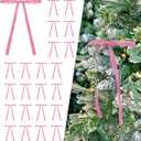 2 x 24 Pcs Pink Velvet Bows Ornaments for Christmas Tree, Vintage Rustic Elegant Velvet Christmas Bows Tree Decorations, Indoor Home Decor for Wreath Mantle Gift Wrap Holiday Decor, 3/8'' W, 5 * 7 inch