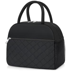 Lunch Bag Lunch Box for Women Men Insulated Reusable Large Lunch Tote Bag Adult Leakproof Simple Cooler Bag for Office Work Picnic Beach or Travel, Black (Medium - 10L)