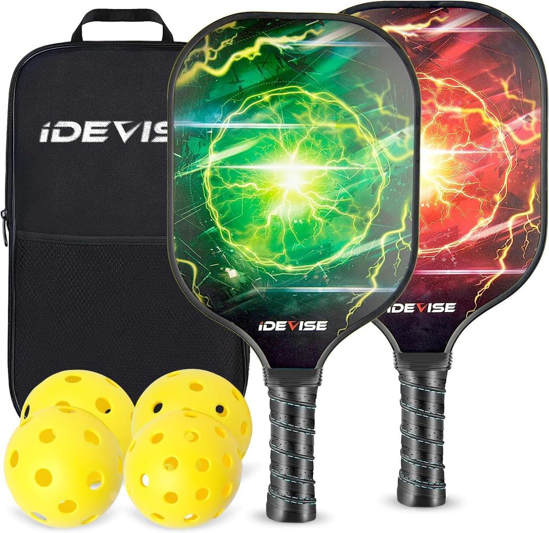 Pickleball Paddles Set of 2 USAPA Approved - Lightweight Carbon Fiber Pickleball Paddle Set for Men Women - Pickle Ball Set - 2 Rackets, 4 Balls, 1 Carry Bag for Beginners & Pros