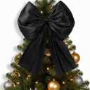 32 x 41 Inches Christmas Extra Large Satin Bows Giant Christmas Tree Topper Bow Decorations for Home Xmas Tree Toppers Wreath Wall Birthday Wedding Engagement Party Decor(Black)