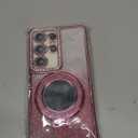 for Samsung Galaxy S25 Ultra Magnetic Kickstand Glitter Case,[Compatible with Magsafe] Bling Sparkly Rhinestones with Camera Protector Makeup Mirror Women Girls Case for Galaxy S25 Ultra,Pink