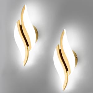 CANEOE 2Packs Modern LED Wall Sconce 6000K Gold Indoor Wall Light Fixtures Acrylic Wall Sconce Lighting for Living Room Bedroom Bedside Bathroom Hallway Stairway Wall Lamp (Gold, 2 Packs, 6000K)