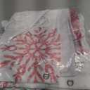 Christmas Shower Curtain Winter Snowflakes Wonderland Pink and Silver Snowflake on White Cute Snowfall Happy New Year Xmas Holiday Modern Polyester Fabric Bathroom Curtain with Hook