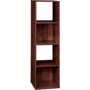 ClosetMaid Cubeicals 4 Cube Storage Shelf Organizer Bookshelf, Stackable, Vertical or Horizontal, Easy Assembly, Wood, Dark Cherry Finish