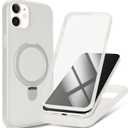 Cavor for iPhone 12 & 12 Pro Case,Compatible with Magsafe,for iPhone 12 Case with Screen Protector with Stand,Stand Protective Magnetic Phone Cover-Clear