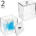 mDesign Plastic Rectangle Apothecary Canister - Organizer for Bathroom Vanity Countertop Shelf Decor - Holds Cotton Swabs, Soap, Makeup, Bath Salts - 2 Pack- Lumiere Collection - Clear/Chrome