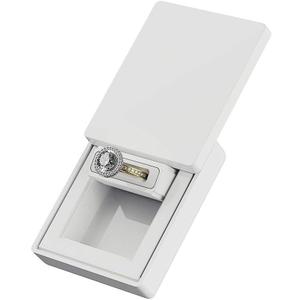 MONOLIX Slim Engagement Ring Box, Thin Unique Sliding Lid, Elegant Discreet Secret Surprise Marriage Wedding Proposal Case (White, MAXI)