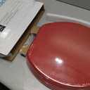 Red Round Toilet Seat Natural Wood Toilet Seat with Zinc Alloy Hinges, Easy to Install also Easy to Clean, Scratch Resistant Toilet Seat by Angol Shiold (Round, Red)