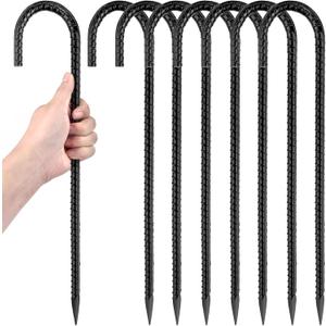 16 Inch Ground Stakes Heavy Duty,8 Pack Metal Fence Stakes for Ground for Wire Fencing,Heavy Duty Long Tent Stakes for Trampolines Camping Canopies and Swing Set