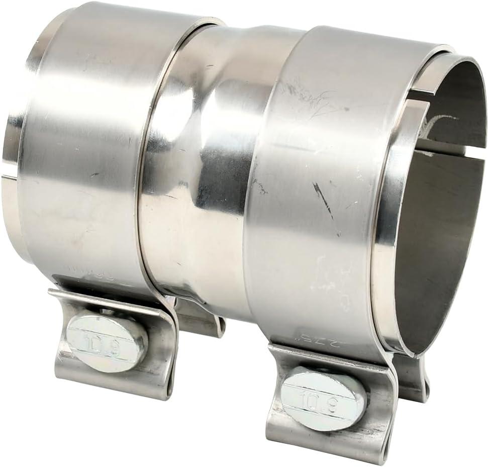 Polished Stainless Steel 2.5" ID to 2.75" ID Exhaust Adapter With Clamps,ID 2-1/2 Inch to ID 2-3/4 Inch Exhaust Reducer Connector Pipe/W Clamps, 4'' Length Exhaust Coupler,Universal Fitment
