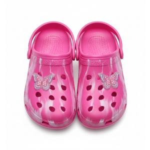 Butterfly Size 13 Pink Children's Clogs Slip-on Slides Non-Slip Pool Beach