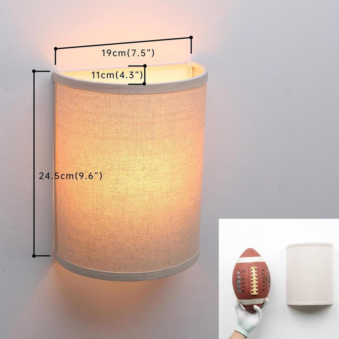 JIMUBEAM Wall Sconce Lighting Linen Fabric Decor, Industrial Vintage Night Light Wall Lamp Fixture with Fabric Shade for Bedroom Living Room Hallway Corridor