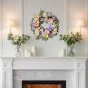 TEMPUS Spring Summer Wreath for Front Door 22 Inch Artificial Floral Wreath with Roses Peonies Hydrangeas Leaves for Door Wall Decoration Wedding Party Home Farmhouse Decoration (Multicolor)