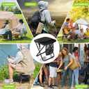 CAMDOOR Portable Collapsible Stool, 16Folding Stool with 3 Side Pockets and Shoulder Strap, Extra Large Camping Chair Supports 400 lbs, Ultralight Portable Seat for Outdoor, Hiking, Fishing (Black)