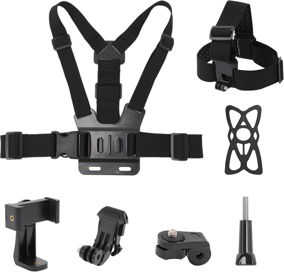 Mobile Phone Chest Strap Harness Mount Head Strap Holder Kit for POV/VLOG,Cell Phone Clip Compatible with iPhone,Samsung,GoPro Hero 9, 8,7, 6, 5, 4, 3,2, 1,AKASO,DJI Osmo,and Action Cameras