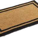 Kempf Black Border Coco Coir Door Mat, 24" x 48", Woven Backed, Heavy Duty Outdoor, Natural Fiber Entrance Mat for Front Door, Patio, Porch