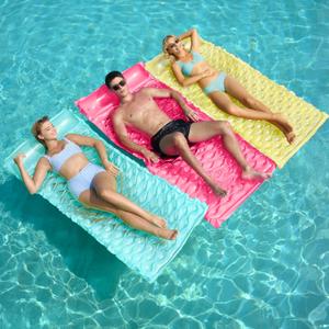 Sloosh 3 Pack Inflatable Pool Mat Swimming Pool Mattress Float Lounge with Headrest, Pool Float Air Mat for Adults 64x32 inch, Medium