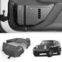Metal Front Door Pocket Storage Box with Cup Holder Compatible with 2007-2017 Jeep Wrangler JK 2/4 Doors, Door Side Insert Organizer Box Interior Accessories - 2PCS