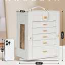 AKOZLIN Jewelry Box 6-Tier Organizer Functional 360 Rotating Jewelry Storage Case for Women Girls Ring Necklace Earring Bracelet Holder with Mirror