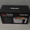 Mueller UltraToast Full Stainless Steel Toaster 4 Slice, Long Extra-Wide Slots for Bagels and Waffles, 6 Browning Levels, LED Display, Cancel/Defrost/Reheat Functions & Removable Tray, Kitchen Gadgets