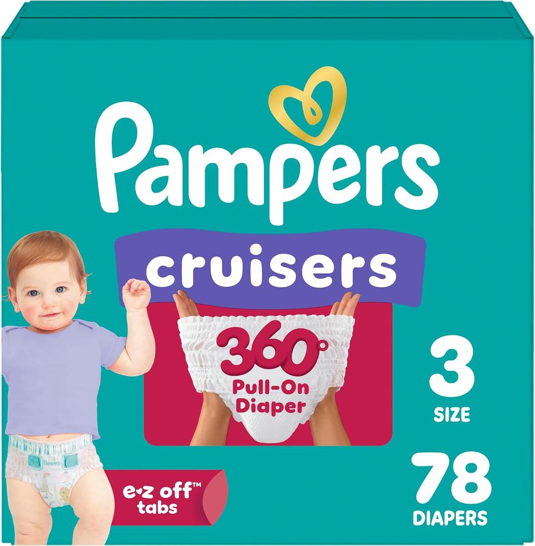 Pampers Diapers - Cruisers 360 - Size 3, 78 Count, up to 100% Leakproof Pull-On Diaper for Active Babies