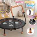 BCAN 36'' Toddler Trampoline, ASTM Certified-Foldable Mini Trampolines for Kids Ages 1-6, Adjustable Handle, Safety Pad & Foldable Legs, Baby Trampoline Indoor/Garden, Gift for Boy and Girl (Black-Classic)