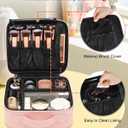 Relavel Travel Makeup Train Case Cosmetic Case Organizer Portable Artist Storage Bag with Adjustable Dividers for Cosmetics Makeup Brushes Toiletry Jewelry Digital Accessories (Pink)