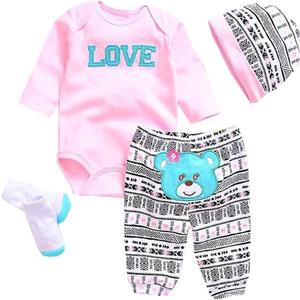 Reborn Dolls Baby Clothes Pink Outfits for 20"- 22" Reborn Doll Girl Baby Clothing Sets
