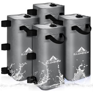 ILLUMINEW 4 Pack Canopy Water Weight Bag, 220 LBS Water Tent Weights Set of 4 Leg Weights for Gazebo, Pop Up Canopy, Canopies, Tent (Grey 25L)