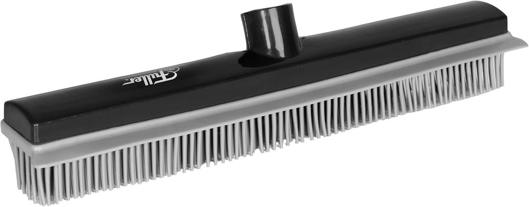 Fuller Brush Rubber Broom  for Carpets Floors Stairs Upholstery  Electrostatic Action Removes Pet Hair Lint Fuzz Dirt Particles  Built-in Squeegee Tackles Wet Messes (Broom Head)