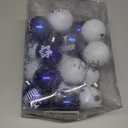 24 Pcs Happy Hanukkah Glitter Ball Ornaments for Tree,6 Styles Chanukah Hanging Ornaments Star of David Hanukkah Ornament Balls Sliver Blue Jewish Ornaments for Xmas Tree Decoration