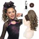 SEIKEA Cheer Ponytail Hair Piece, 14" Curly Cheerleader Hairpiece Ponytail Extension for Cheerleader Competition, Dance Medium Ash Blonde