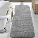 LOCHAS Bathroom Rug Runner 24x70 Inch, Soft Thick Absorbent Microfiber Bath Rugs for Bathroom, Machine Washable, Shaggy Plush Non Slip Bath Mat for Tub, Shower Floor, Quick Dry Mats, Grey