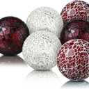 Cunhill 6 Pieces Decorative Balls for Bowls 6.5 cm / 2.5 Inch Orbs Glass Balls for Centerpiece Bowls Mosaic Sphere for Home Decoration Dining Table Christmas Party (White,Red,Reddish Black)
