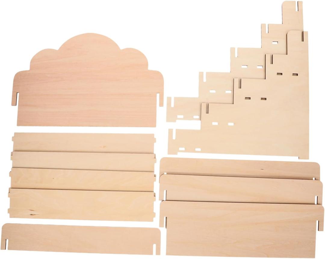 IMIKEYA Wooden Greeting Card Display Stand Postcard Display Shelf Tiered Rack for Retail Events