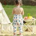 RAISEVERN Toddler Girls Halter Backless Romper Baby Kid Jumpsuit Pants Clothes with Pocket Size 1-6 T (Green)