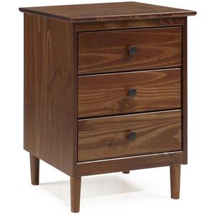 Home Square 3 Drawer Solid Wood Nightstand Set in Walnut 1 Pc
