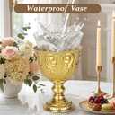 Large Gold Vases for Centerpieces Set of 10, Wide Opening Metal Pedestal Bowls with Waterproof Liners for Wedding Table Centerpieces, Party & Home Decor