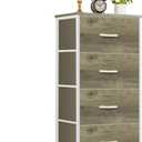 4 Drawers Dresser for Bedroom Fabric Storage Tower with Wooden Top, 11.8"D x 17.7"W x 37.4"H
