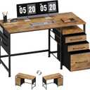 Maihail Computer Desk with Drawers, 47 inch Desk with 2 Drawers and Shelves, Office Desk with Storage, Desk with Storage Bag, Home Office desks with Drawers, Metal Frame for PC Laptop, Rustic Brown2