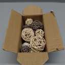 Qingbei Rina 20 PCS Wicker Rattan Balls,Decorative Balls for Bowls,Vase Filler for Centerpieces,Decorative Orbs Woven Spheres,Bowl Fillers Decor(Beige Brown White)