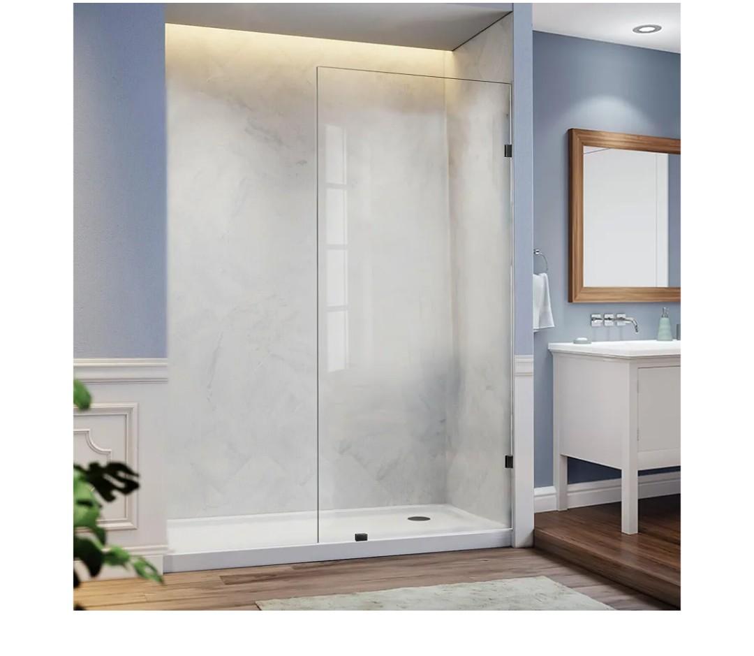 Shower Door, Shower Glass Panel for Open Walk-in Bathroom, Clear Tempered Glass Shower Screen