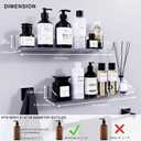 Bakzon Acrylic Shower Shelves 2 Pack, Adhesive Bathroom Shelves No Drill, Clear Acrylic Shower Caddy Wall Mounted Organizer for Inside Shower, Bathroom Storage Shelf