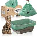 Home Compostable Cat Litter Box Liners, Jumbo XL 36” x 19” Drawstring - Extra Thick Heavy Duty Litter Box Bags, Tear Resistant & Leak-Proof Cat Liners for Easy Cleanup - Pack of 10