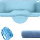 Portable Hair Wash Basin for Kids and Teens,Tear-Free Shampoo Bowl with Neck Support for Sink or Bathtub,Stress-Free Hair Washing (Blue)