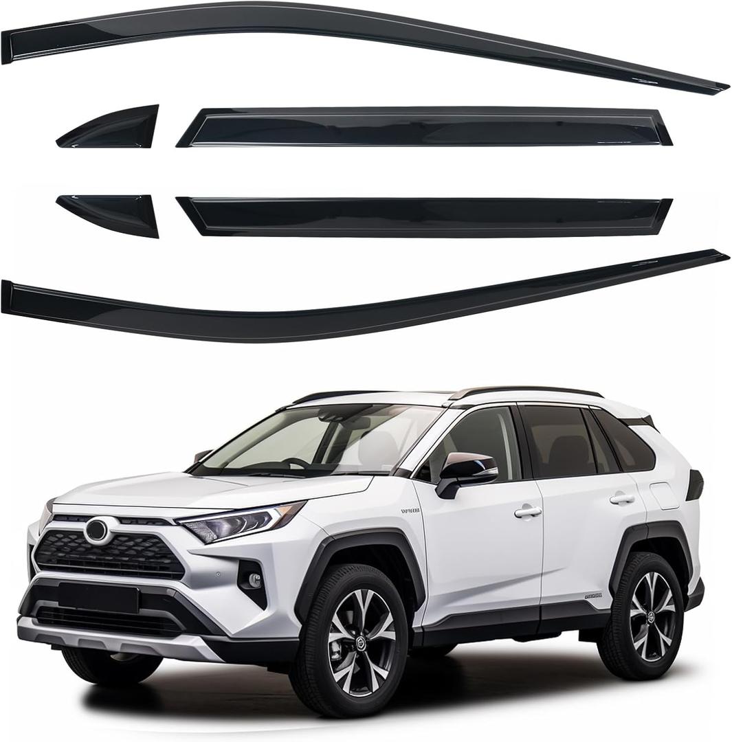 Side Window Visor 6 Piece Set for Toyota RAV4 2019 2020 2021 2022 2023 2024 Safe RAIN Out-Channel Guard Deflector Window Deflectors Vent Deflectors (for RAV4 19-24 6-Piece Set)