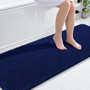 OLANLY Bathroom Runner Rugs 70x24, Extra Soft Absorbent Chenille Bath Rugs
Navy, Quick-Drying Rubber Backing, Machine Washable Long Bath Mat for Bathroom Floor, Tub and Shower, Home Decor Accessories
